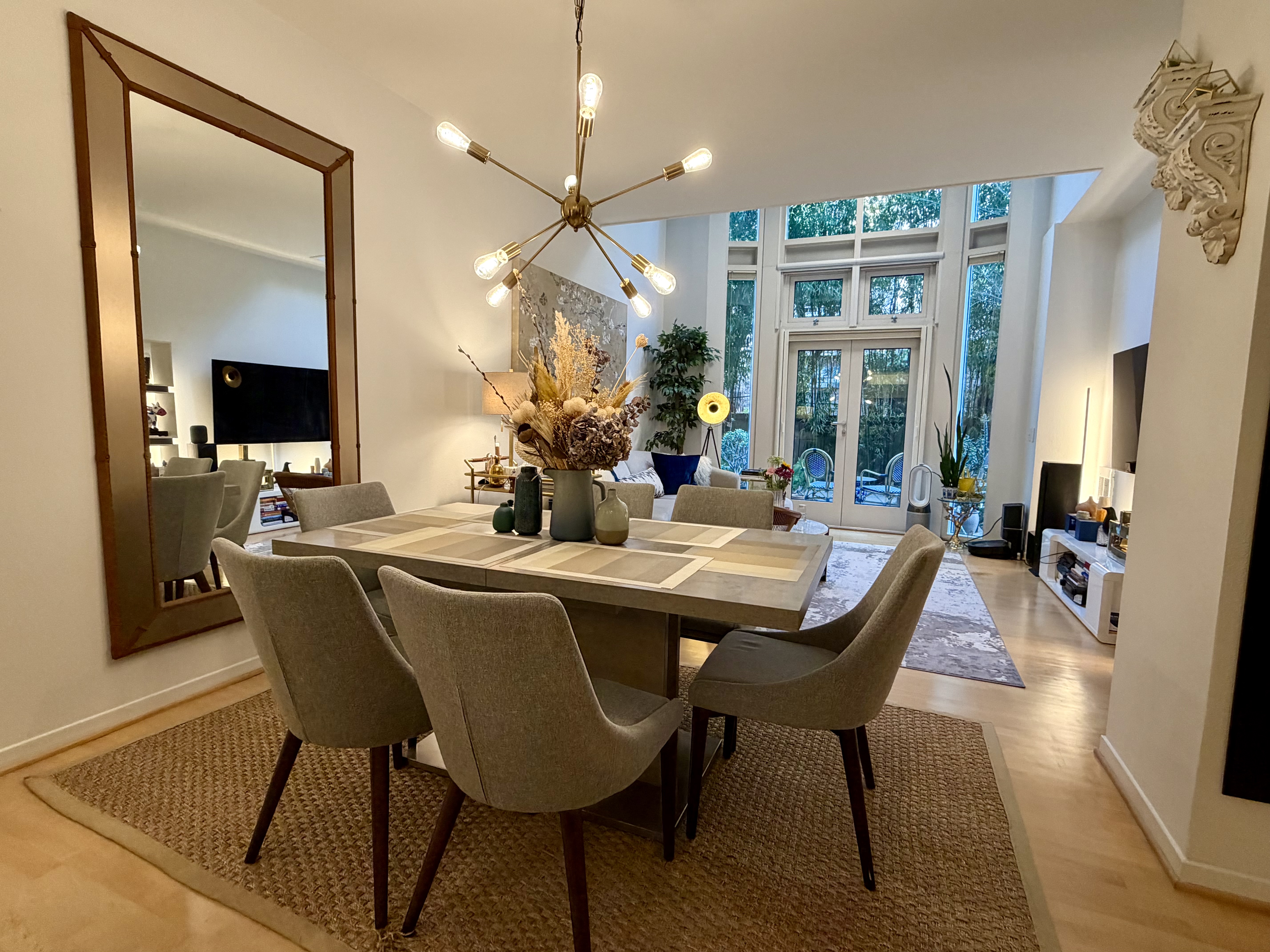 Dining area with floor-to-ceiling windows