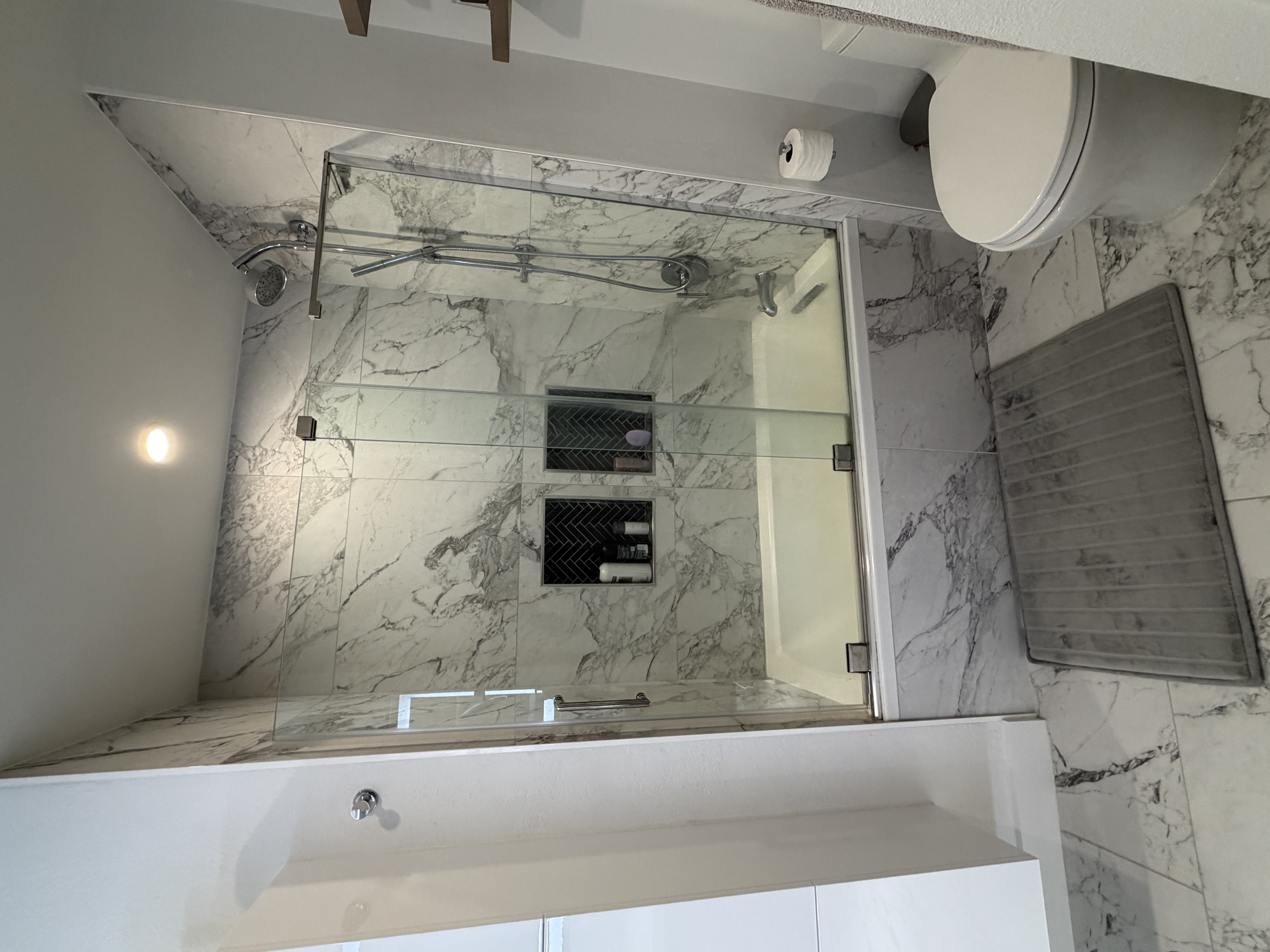 Marble bathroom with soaking tub