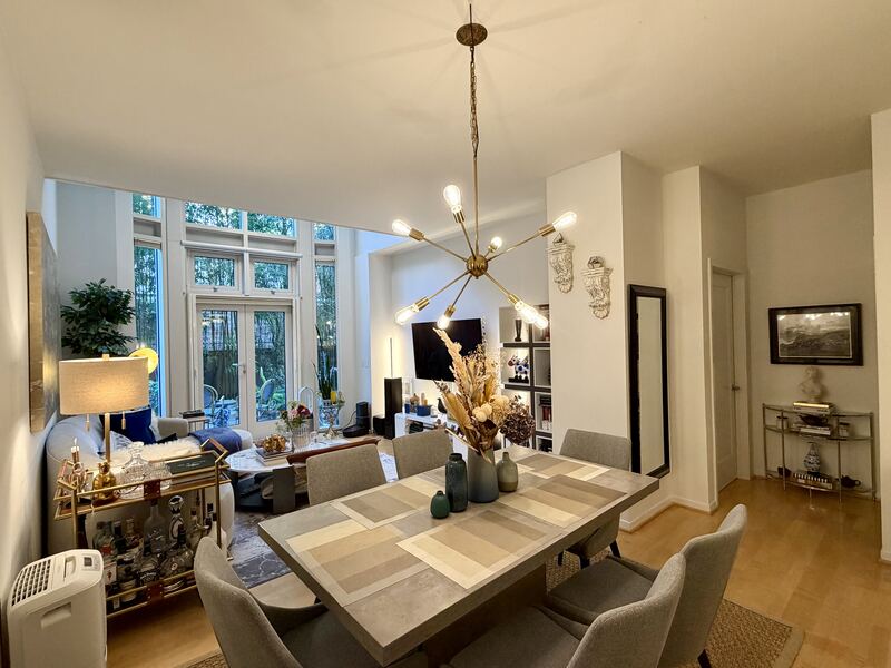 Dining area with floor-to-ceiling windows