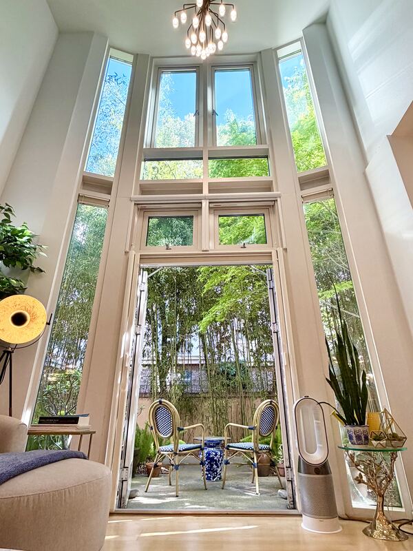 Living room with double-height windows
